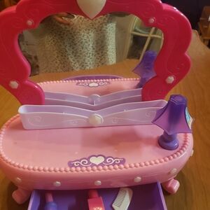 Pink and Purple Vanity Doll Set with Mirror